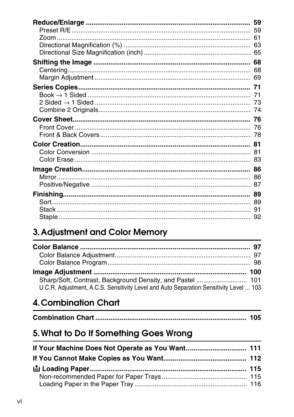 Combination chart, What to do if something goes wrong | Savin C4535 User Manual | Page 9 / 107