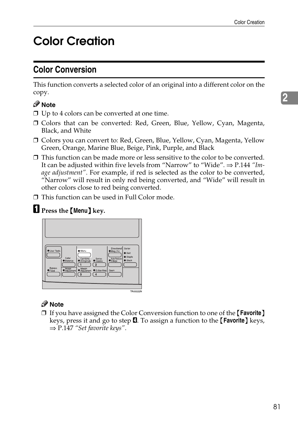 2color creation, Color conversion | Savin C4535 User Manual | Page 92 / 107