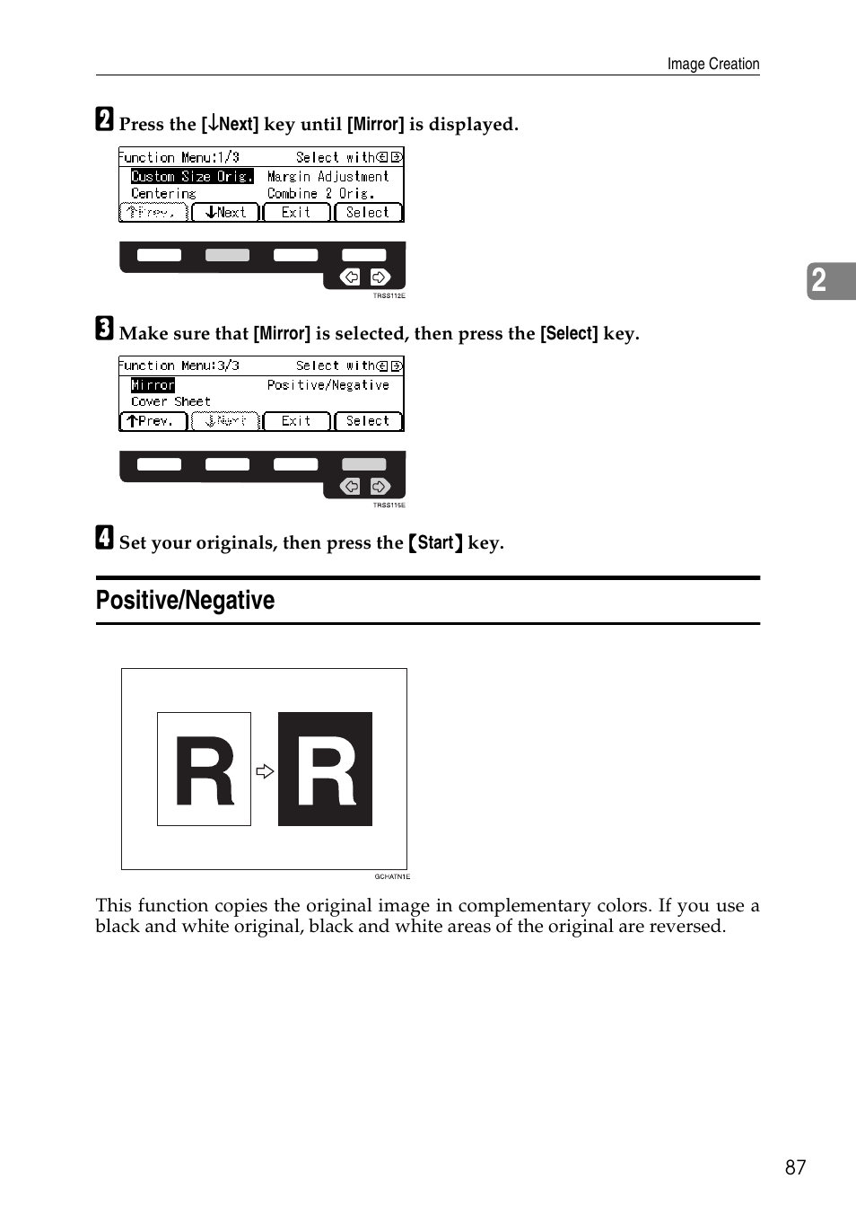 Positive/negative | Savin C4535 User Manual | Page 98 / 107