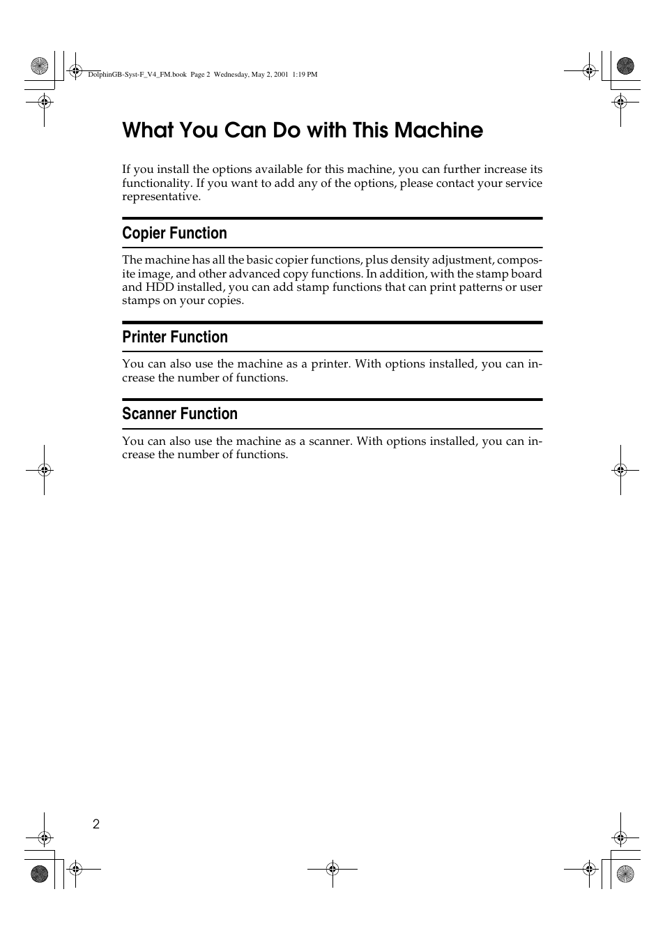 What you can do with this machine, Copier function, Printer function | Scanner function | Savin 4700WD User Manual | Page 14 / 42