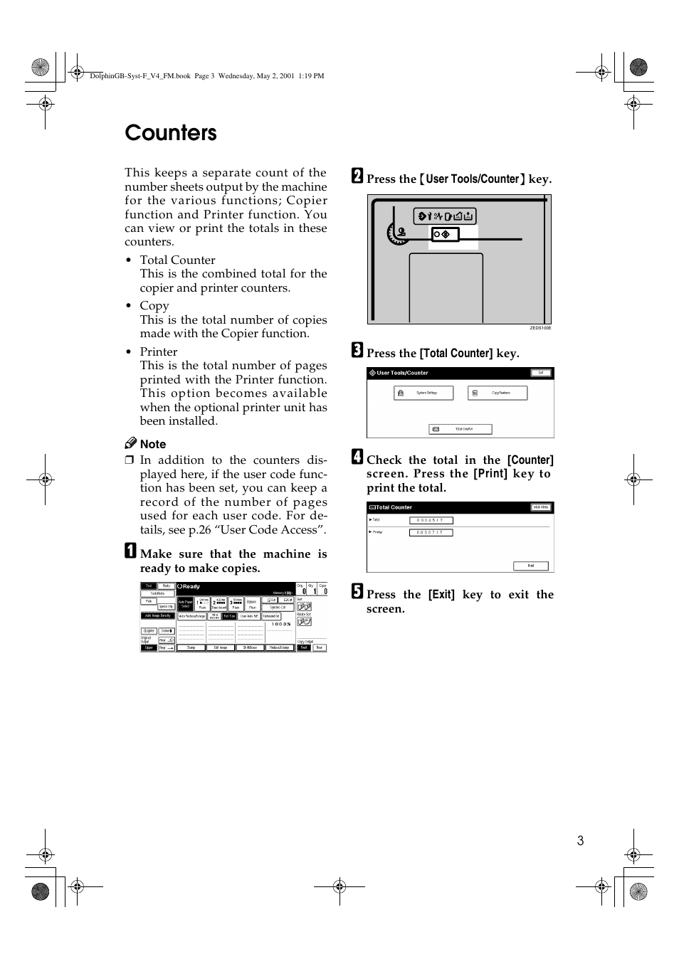 Counters | Savin 4700WD User Manual | Page 15 / 42