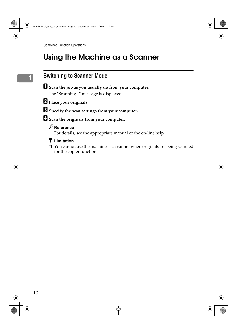 Using the machine as a scanner, 1using the machine as a scanner | Savin 4700WD User Manual | Page 22 / 42