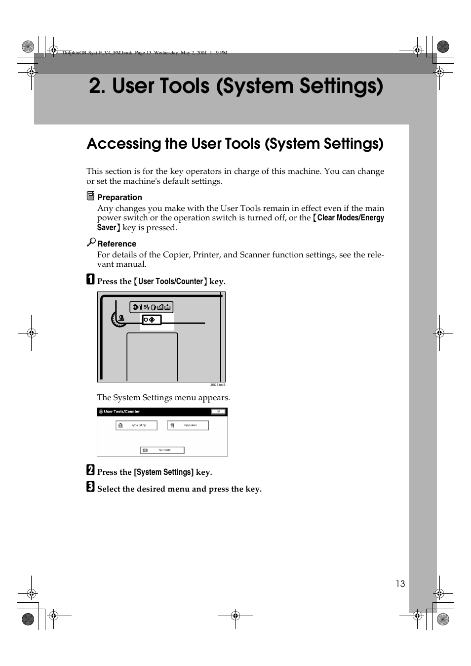 User tools (system settings), Accessing the user tools (system settings) | Savin 4700WD User Manual | Page 25 / 42