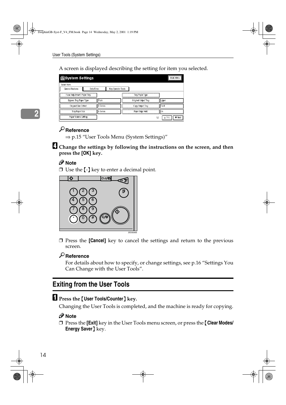 Exiting from the user tools | Savin 4700WD User Manual | Page 26 / 42