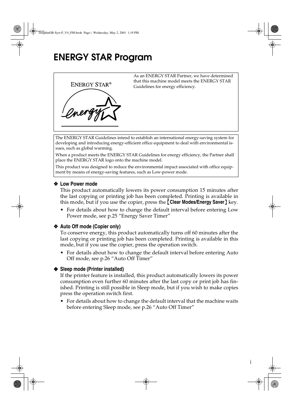 Energy star program | Savin 4700WD User Manual | Page 7 / 42