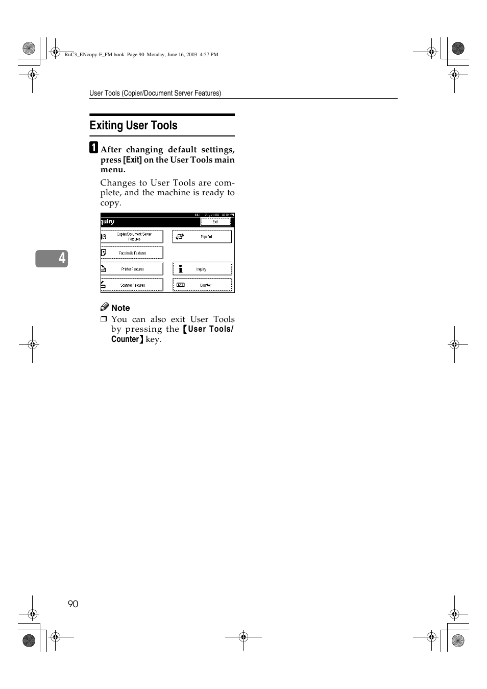 Exiting user tools | Savin 4027 User Manual | Page 100 / 132