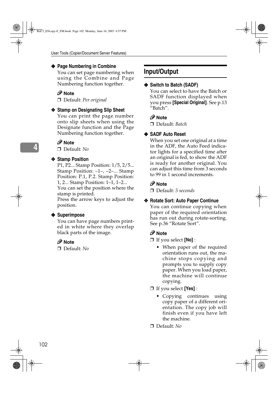 Input/output | Savin 4027 User Manual | Page 112 / 132