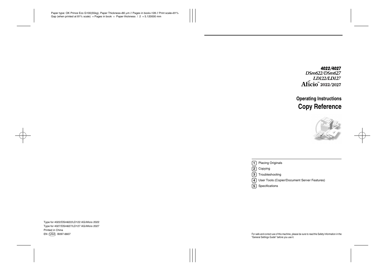 Copy reference, Operating instructions | Savin 4027 User Manual | Page 132 / 132