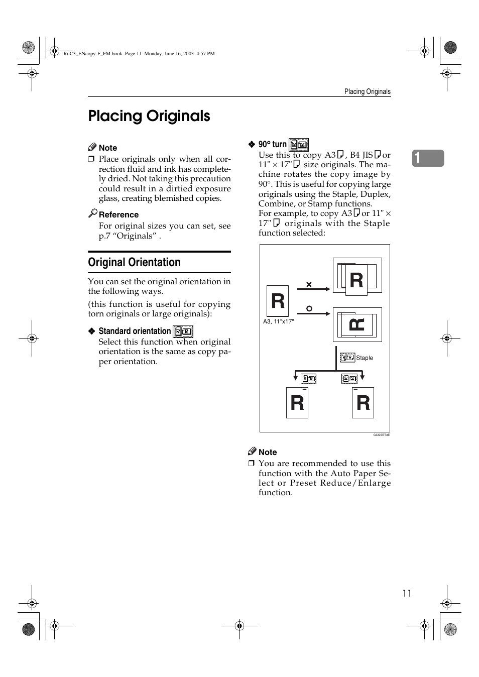 1placing originals, Original orientation | Savin 4027 User Manual | Page 21 / 132