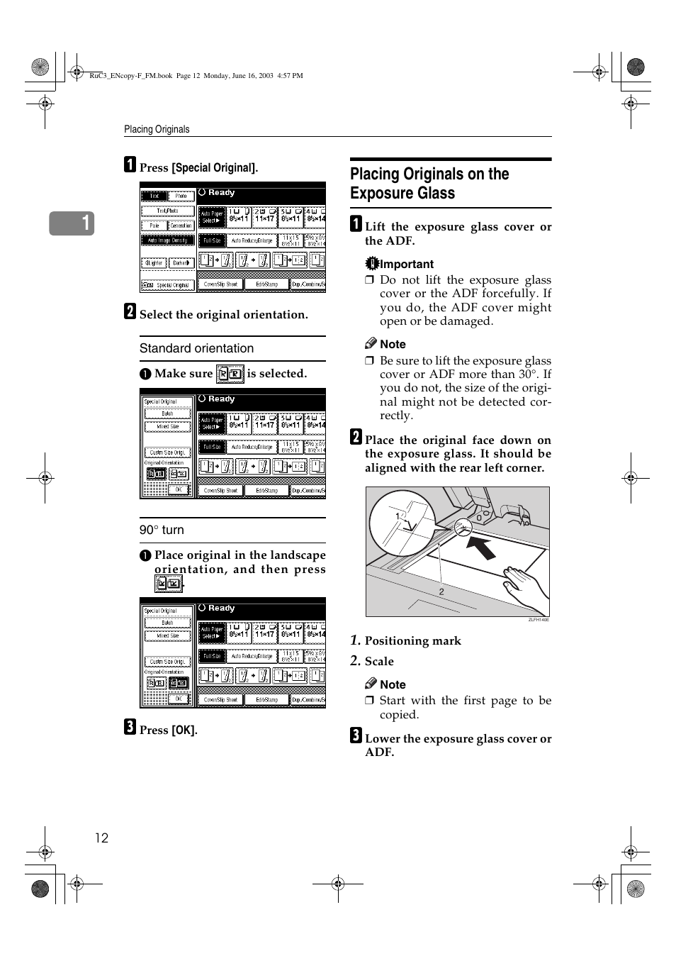 Placing originals on the exposure glass | Savin 4027 User Manual | Page 22 / 132