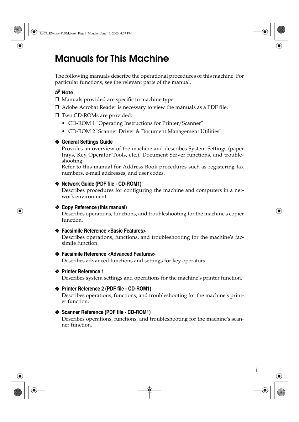 Manuals for this machine | Savin 4027 User Manual | Page 3 / 132