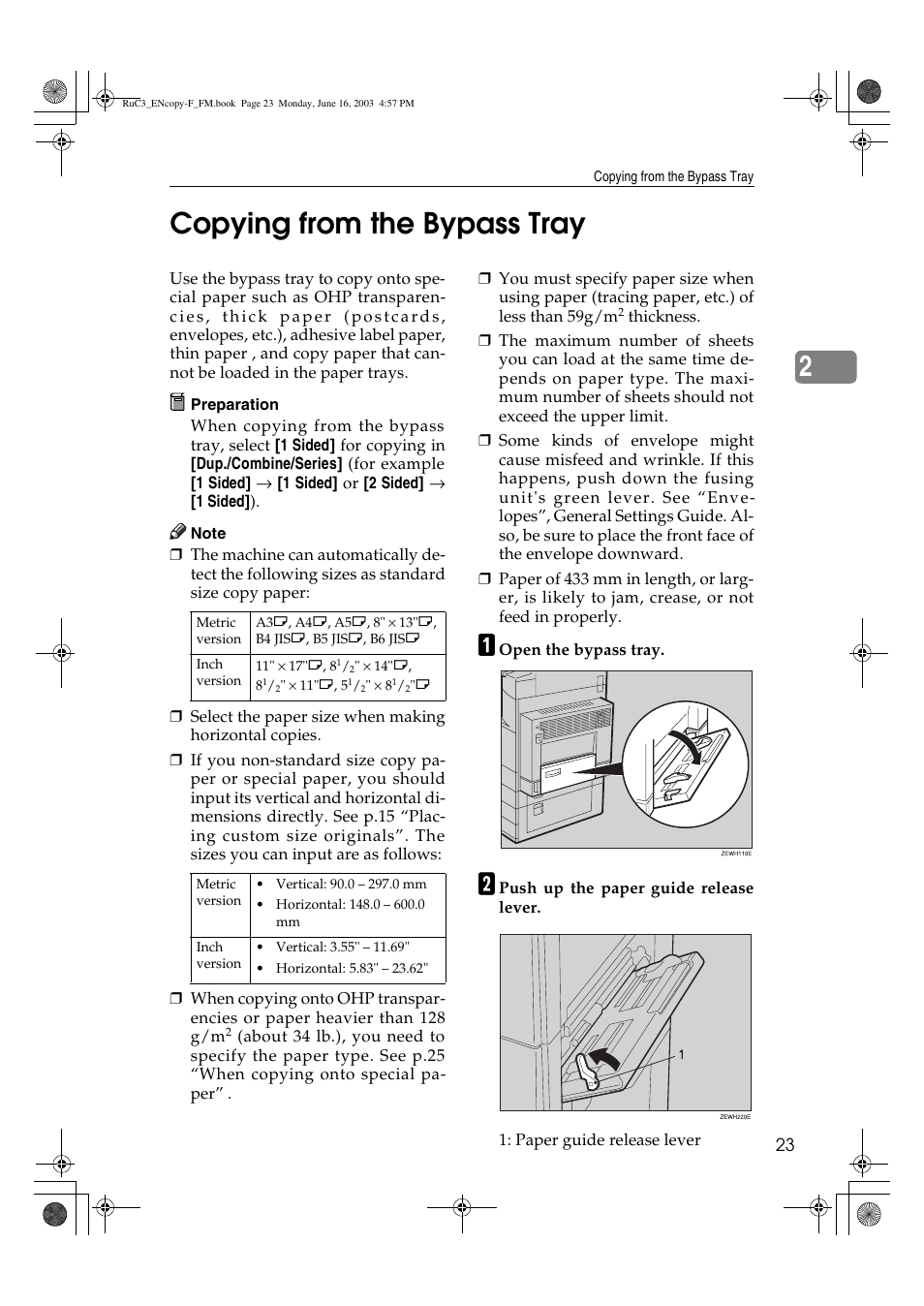 2copying from the bypass tray | Savin 4027 User Manual | Page 33 / 132