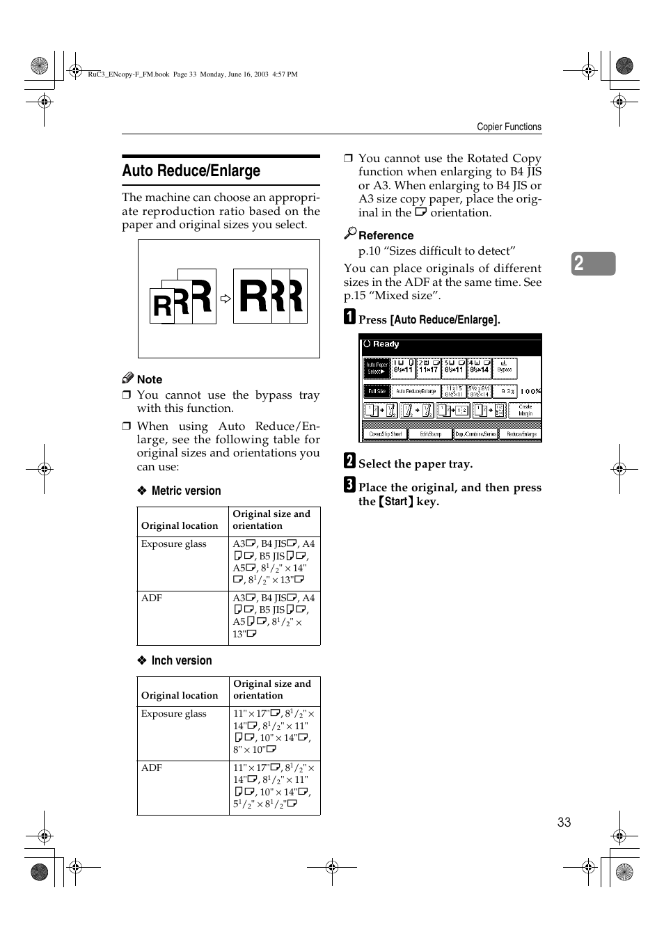 Auto reduce/enlarge | Savin 4027 User Manual | Page 43 / 132