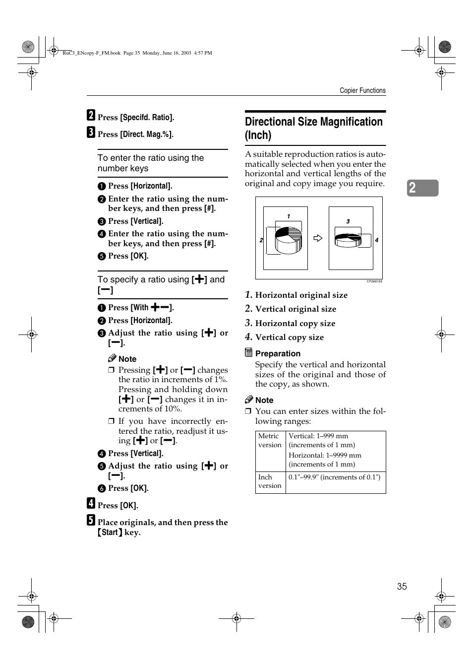 Directional size magnification (inch) | Savin 4027 User Manual | Page 45 / 132