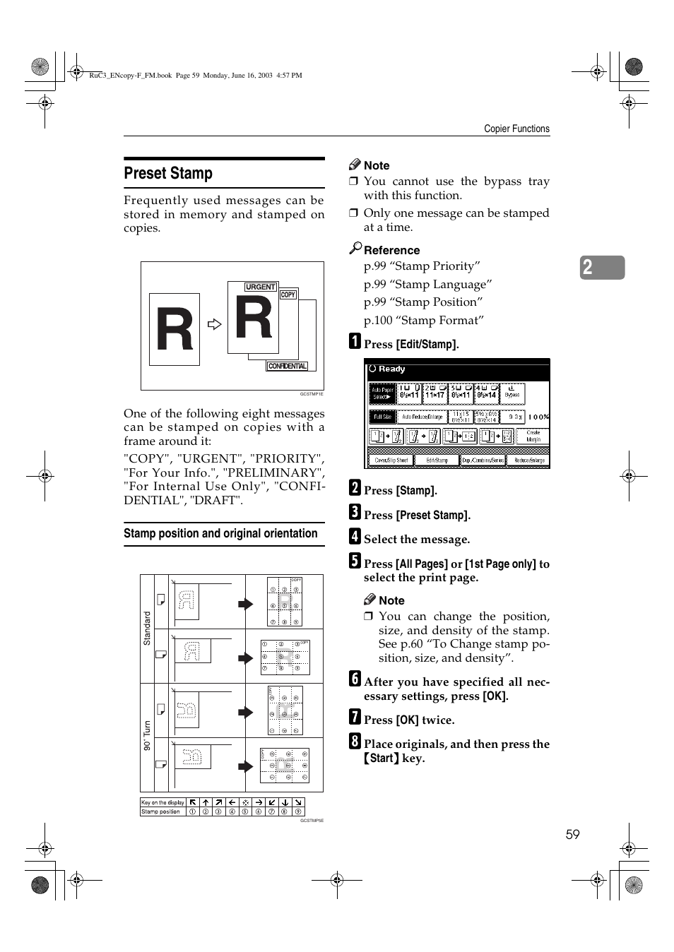 Preset stamp | Savin 4027 User Manual | Page 69 / 132