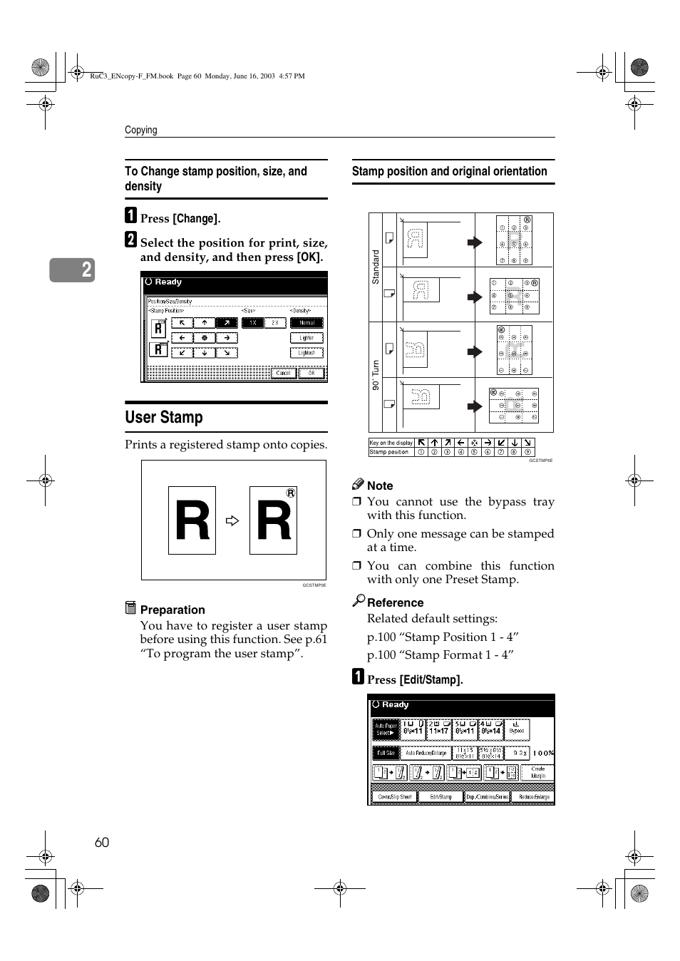 User stamp | Savin 4027 User Manual | Page 70 / 132