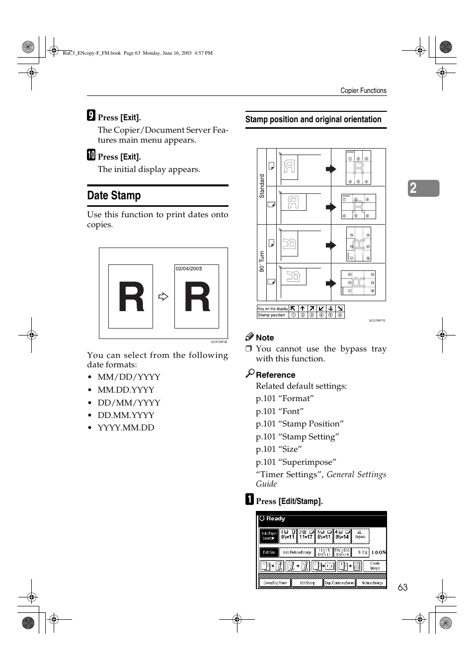 Date stamp | Savin 4027 User Manual | Page 73 / 132