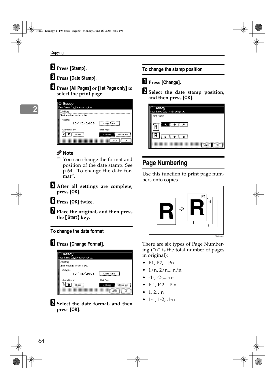 Page numbering | Savin 4027 User Manual | Page 74 / 132