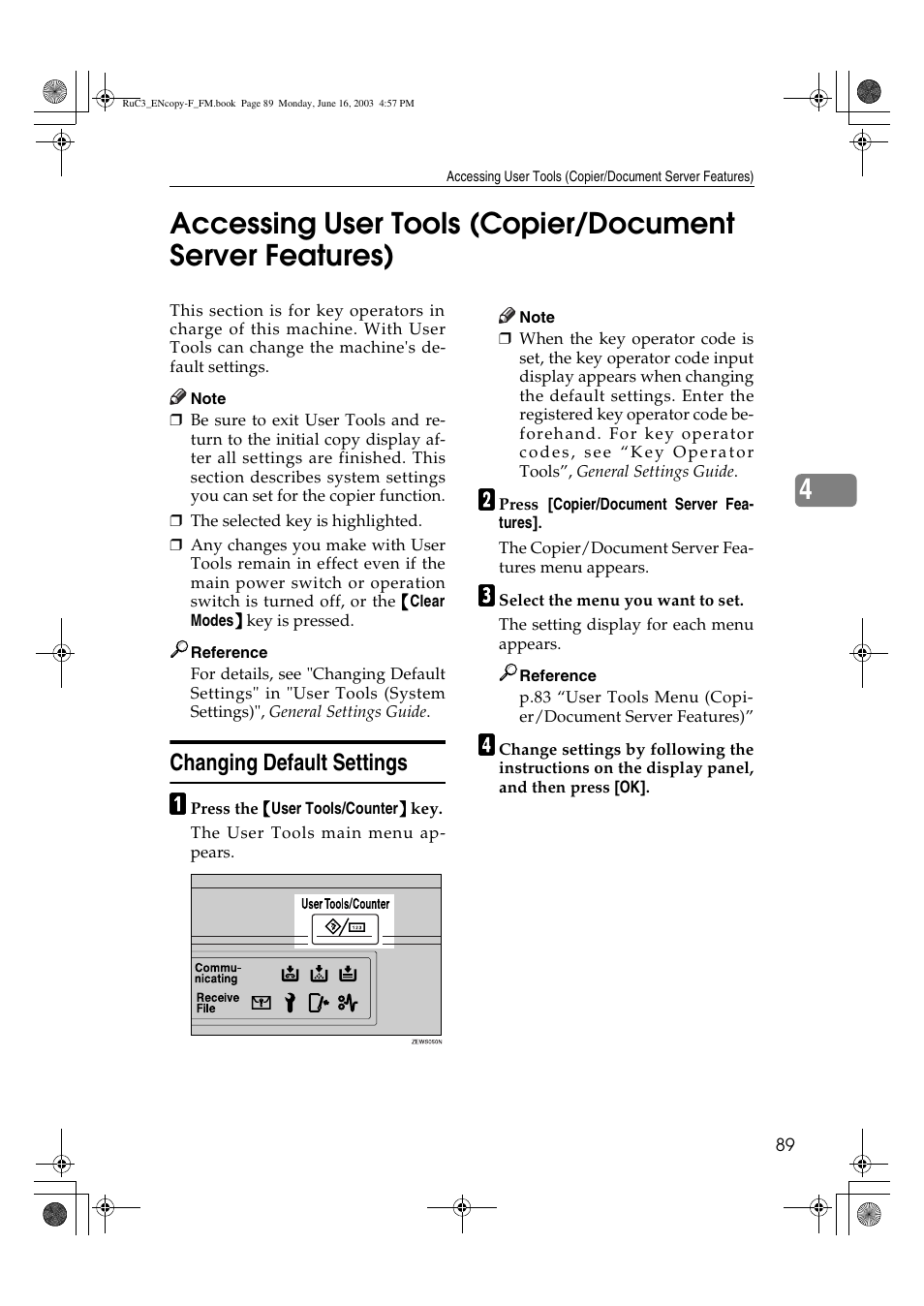 Changing default settings | Savin 4027 User Manual | Page 99 / 132