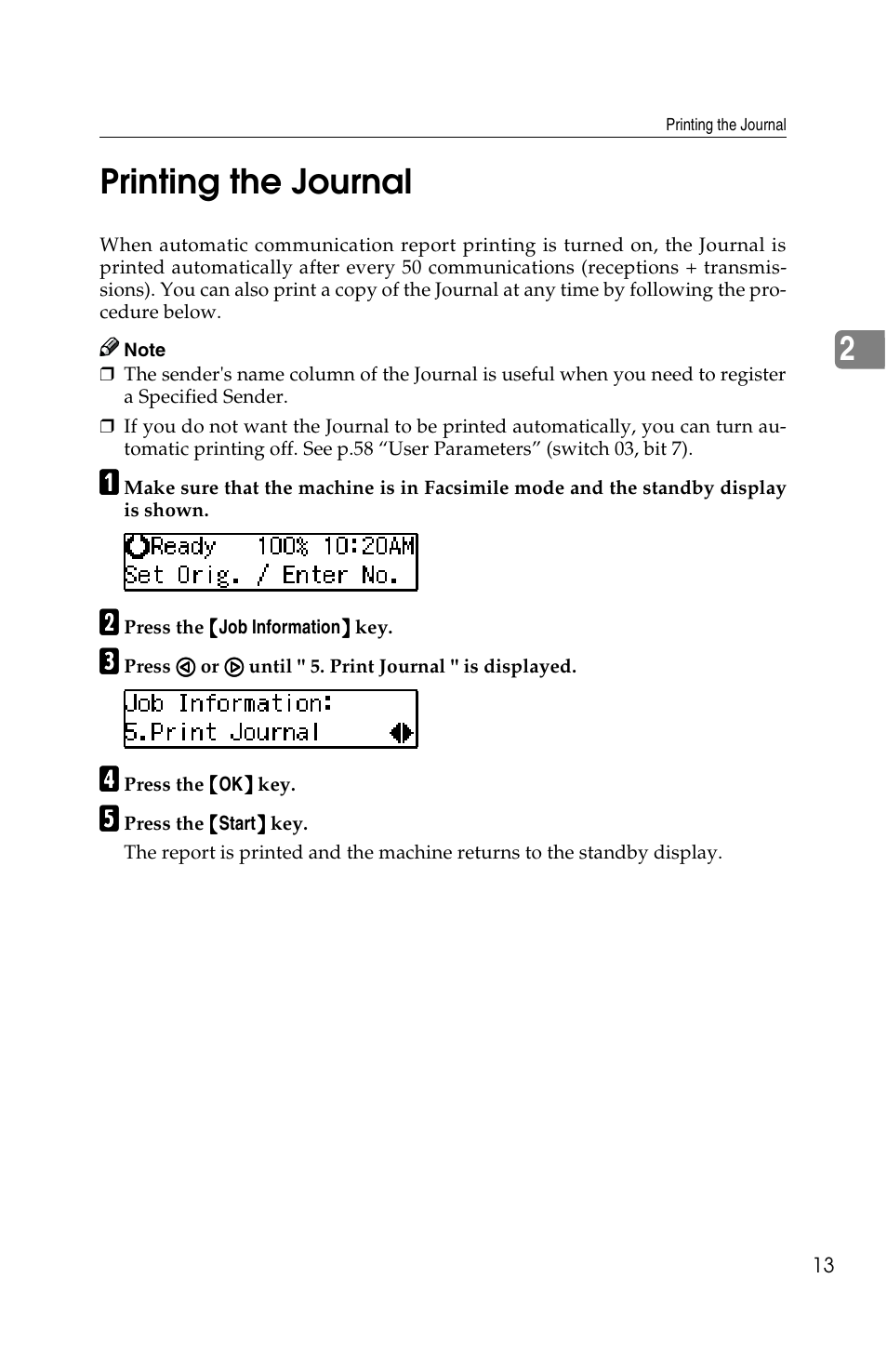2printing the journal | Savin G1619 User Manual | Page 101 / 176