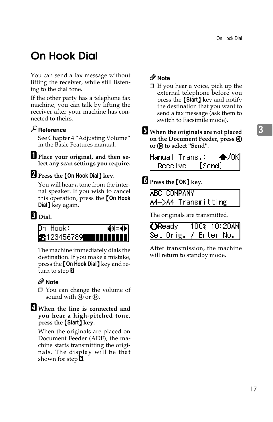 3on hook dial | Savin G1619 User Manual | Page 105 / 176
