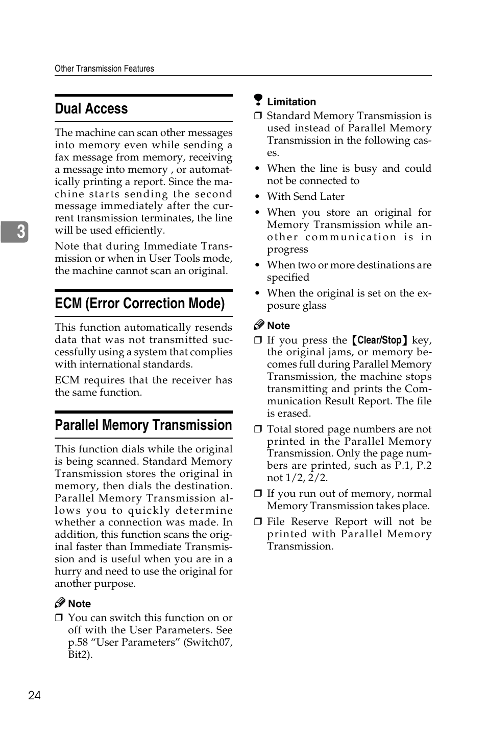 Dual access, Ecm (error correction mode) | Savin G1619 User Manual | Page 112 / 176