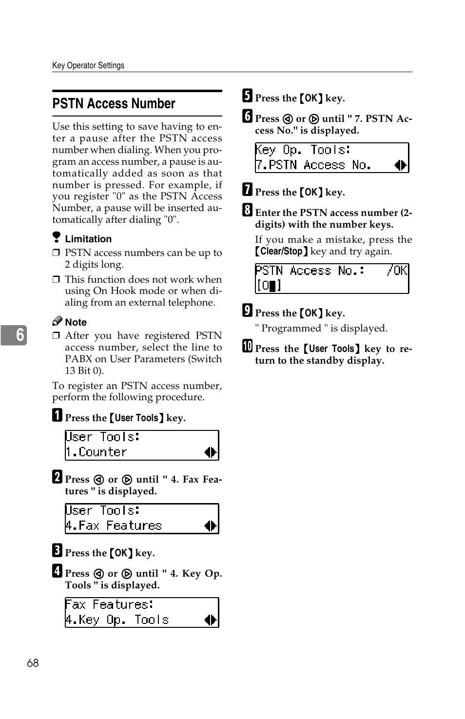 Pstn access number | Savin G1619 User Manual | Page 156 / 176