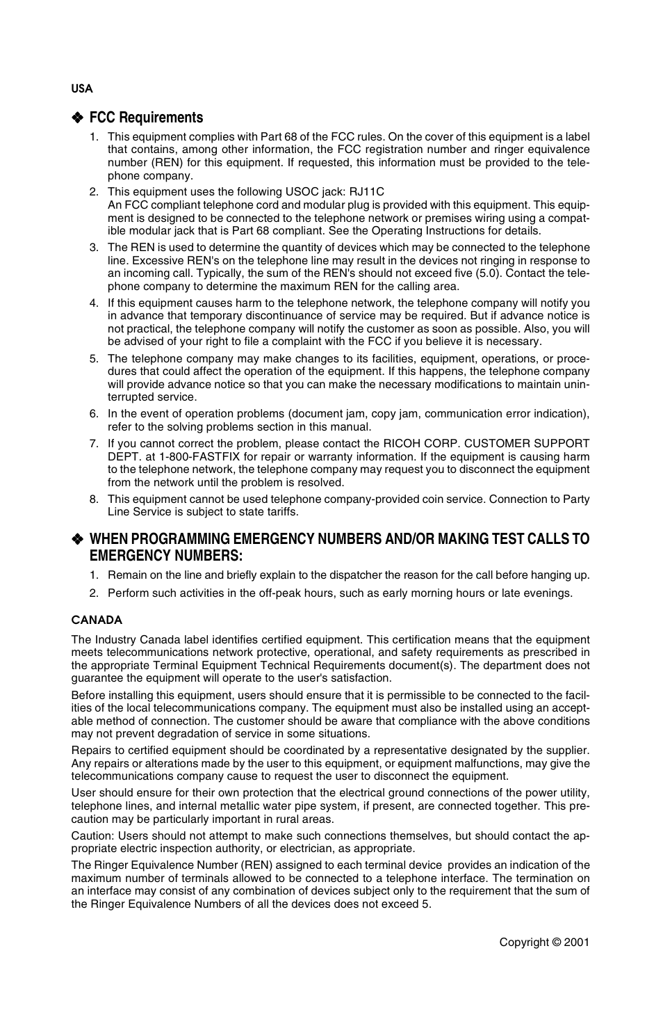 Fcc requirements | Savin G1619 User Manual | Page 175 / 176