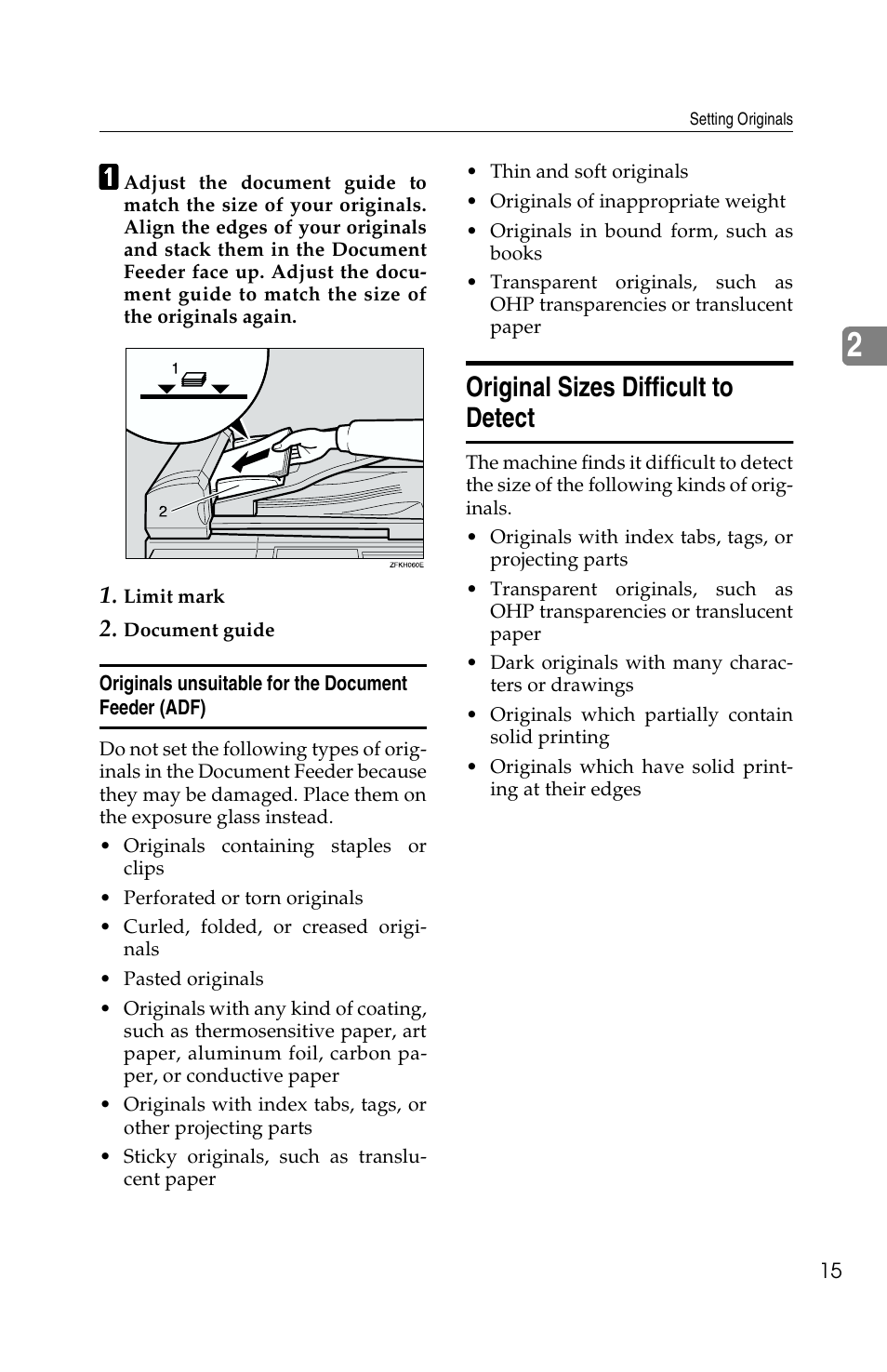 Original sizes difficult to detect | Savin G1619 User Manual | Page 25 / 176
