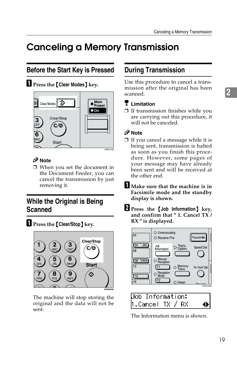 Before the start key is pressed, While the original is being scanned, During transmission | Savin G1619 User Manual | Page 29 / 176