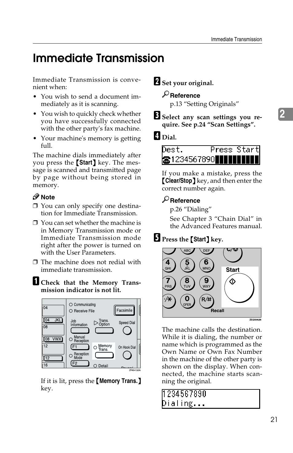 2immediate transmission | Savin G1619 User Manual | Page 31 / 176