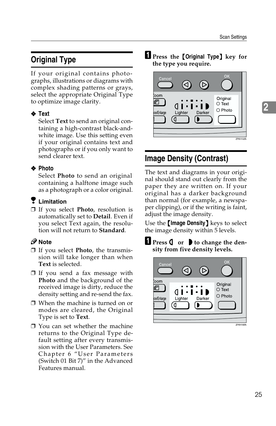 Original type, Image density (contrast) | Savin G1619 User Manual | Page 35 / 176