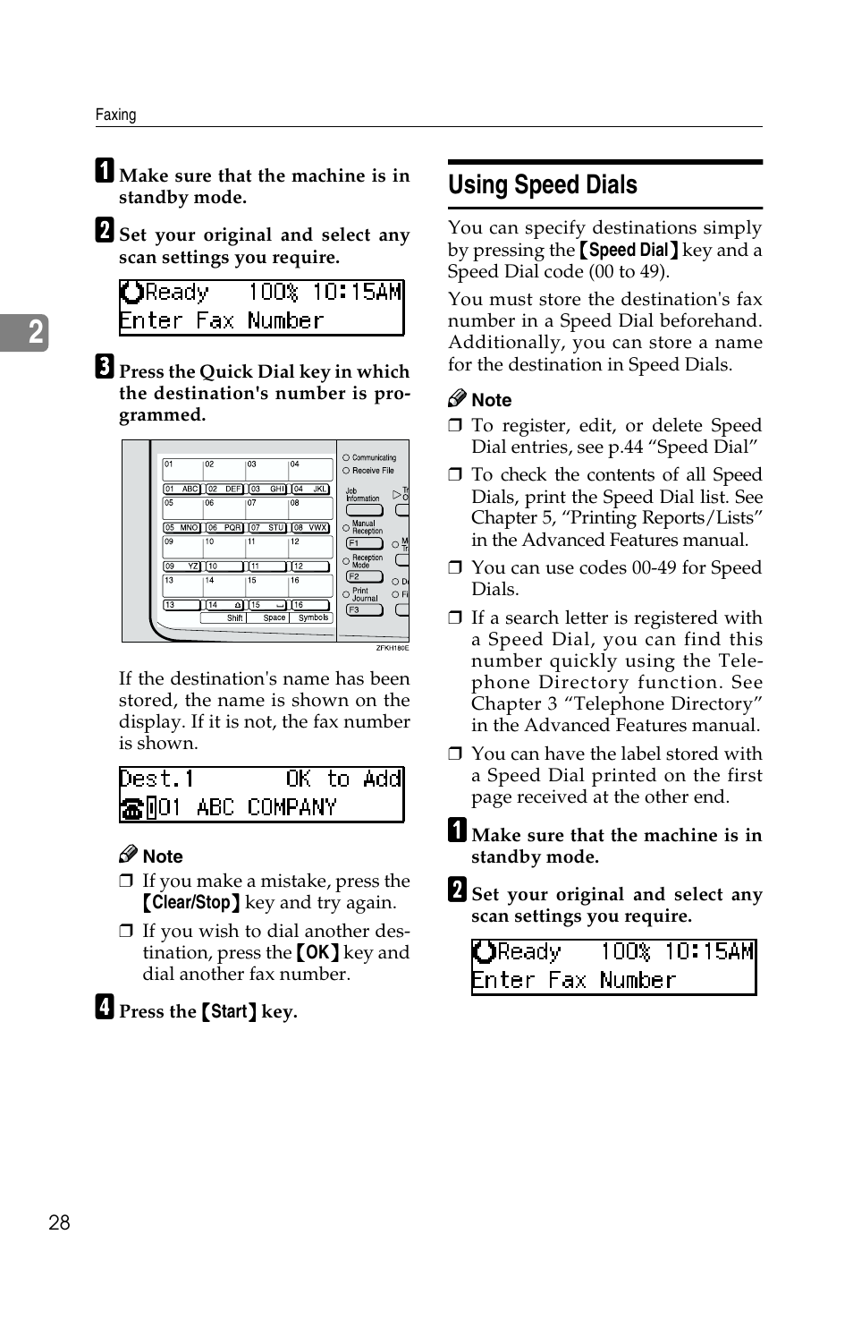 Using speed dials | Savin G1619 User Manual | Page 38 / 176