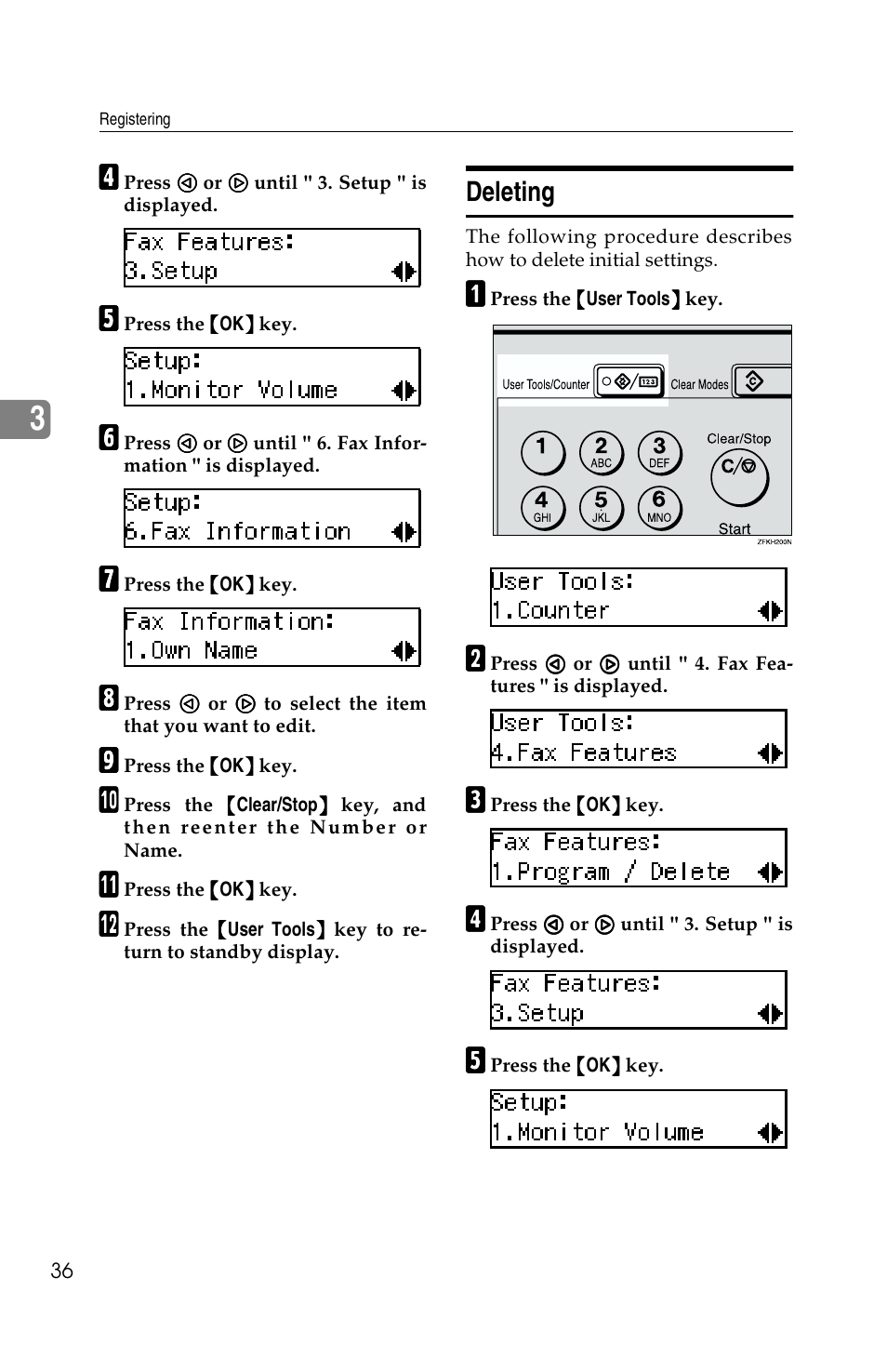 Deleting | Savin G1619 User Manual | Page 46 / 176