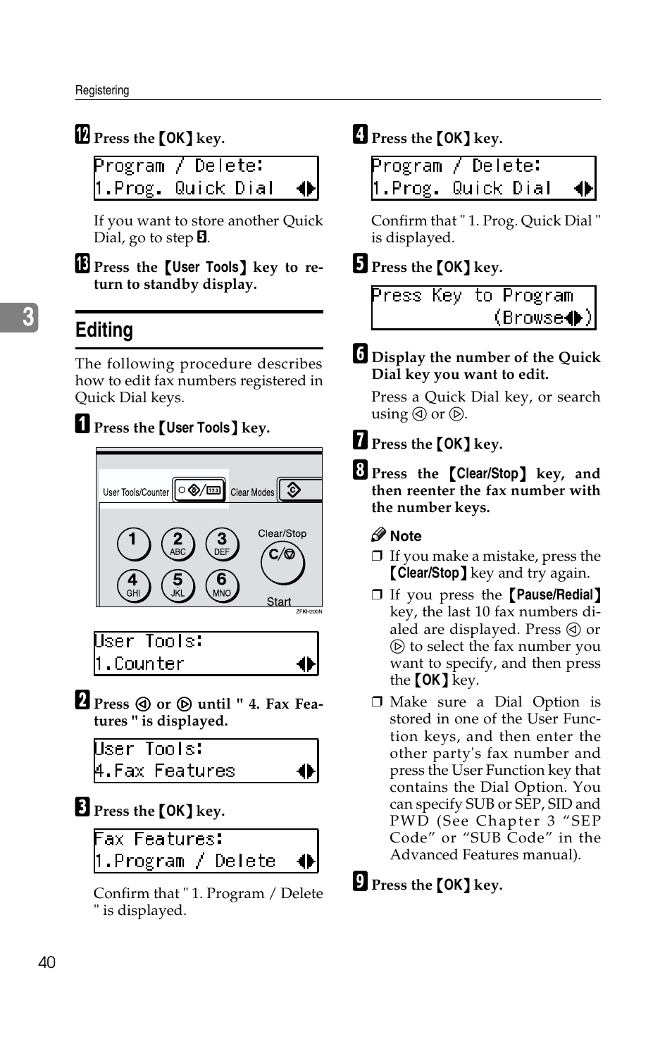 Editing | Savin G1619 User Manual | Page 50 / 176