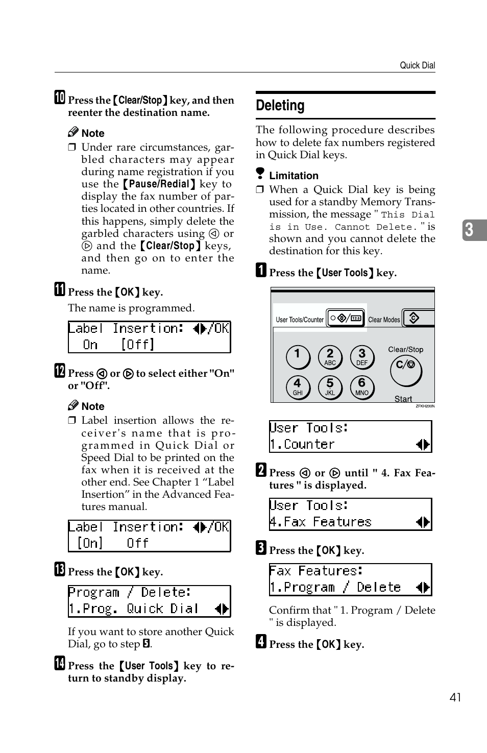Deleting | Savin G1619 User Manual | Page 51 / 176
