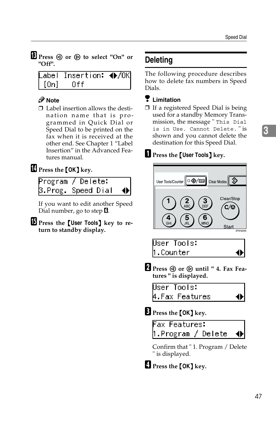 Deleting | Savin G1619 User Manual | Page 57 / 176