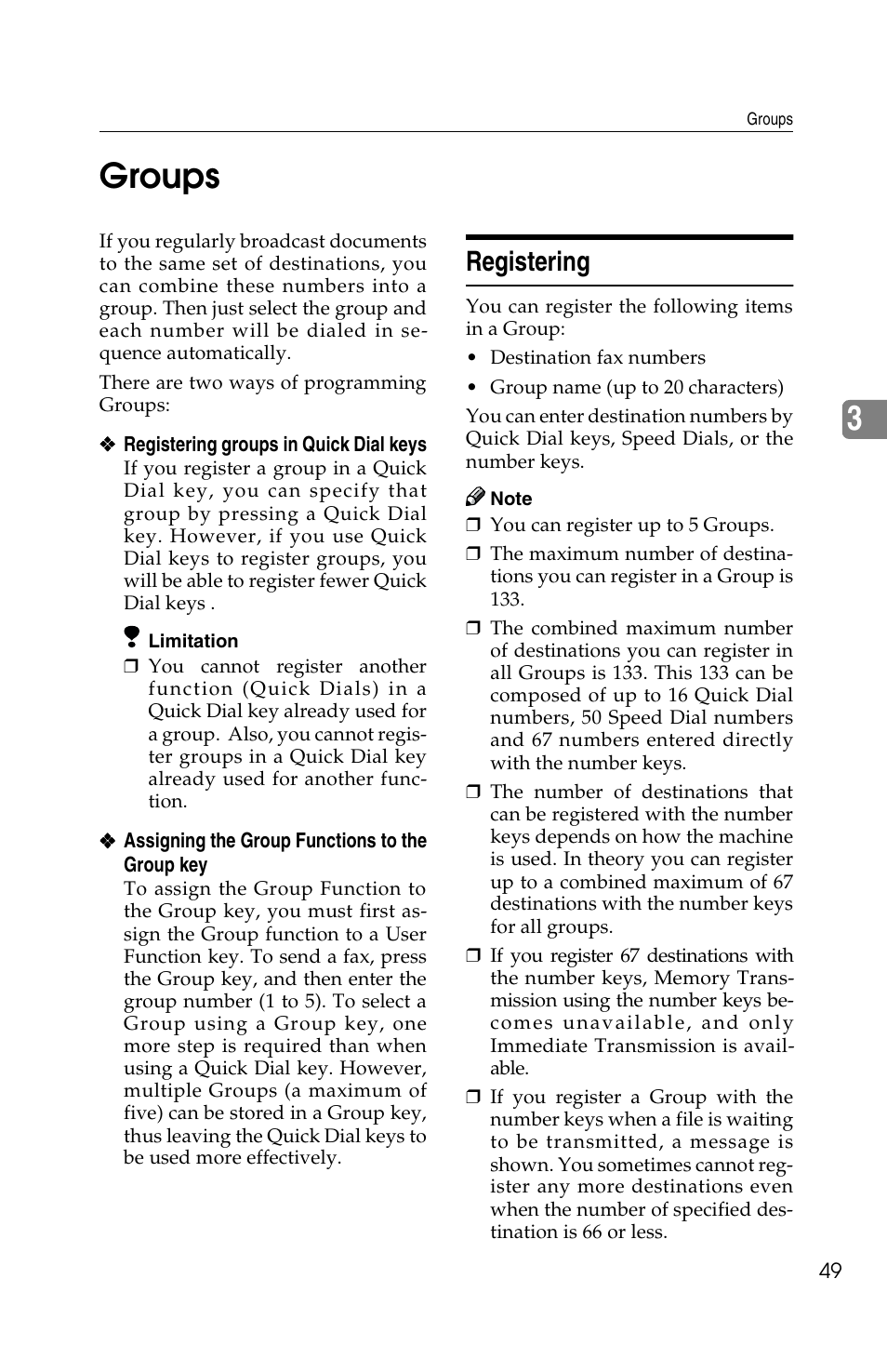 3groups, Registering | Savin G1619 User Manual | Page 59 / 176