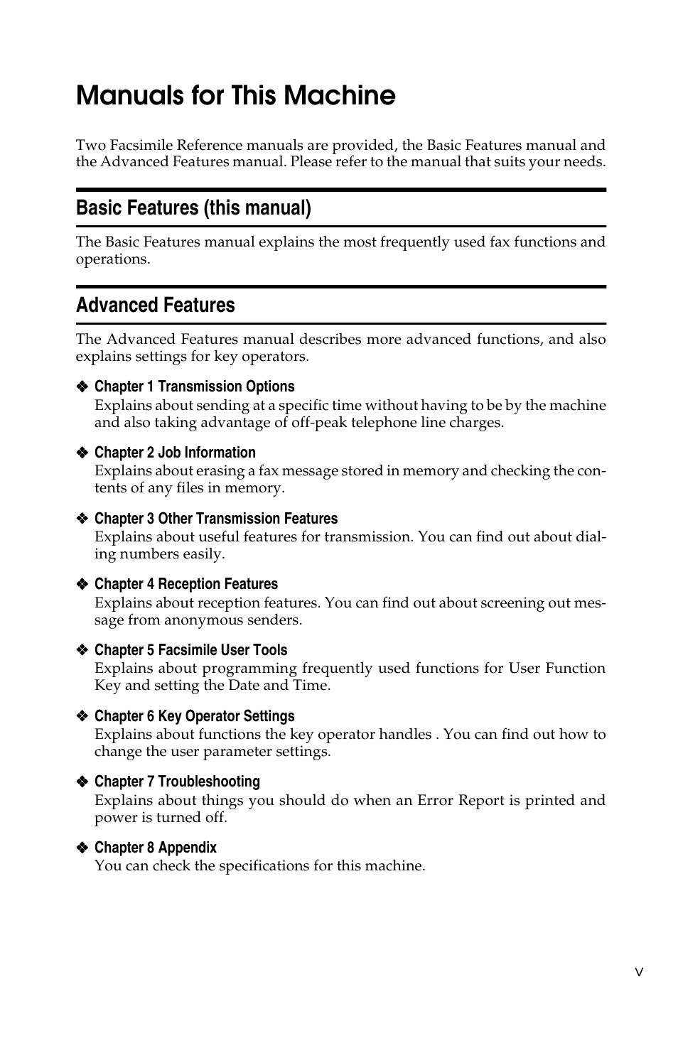 Manuals for this machine, Basic features (this manual), Advanced features | Savin G1619 User Manual | Page 7 / 176