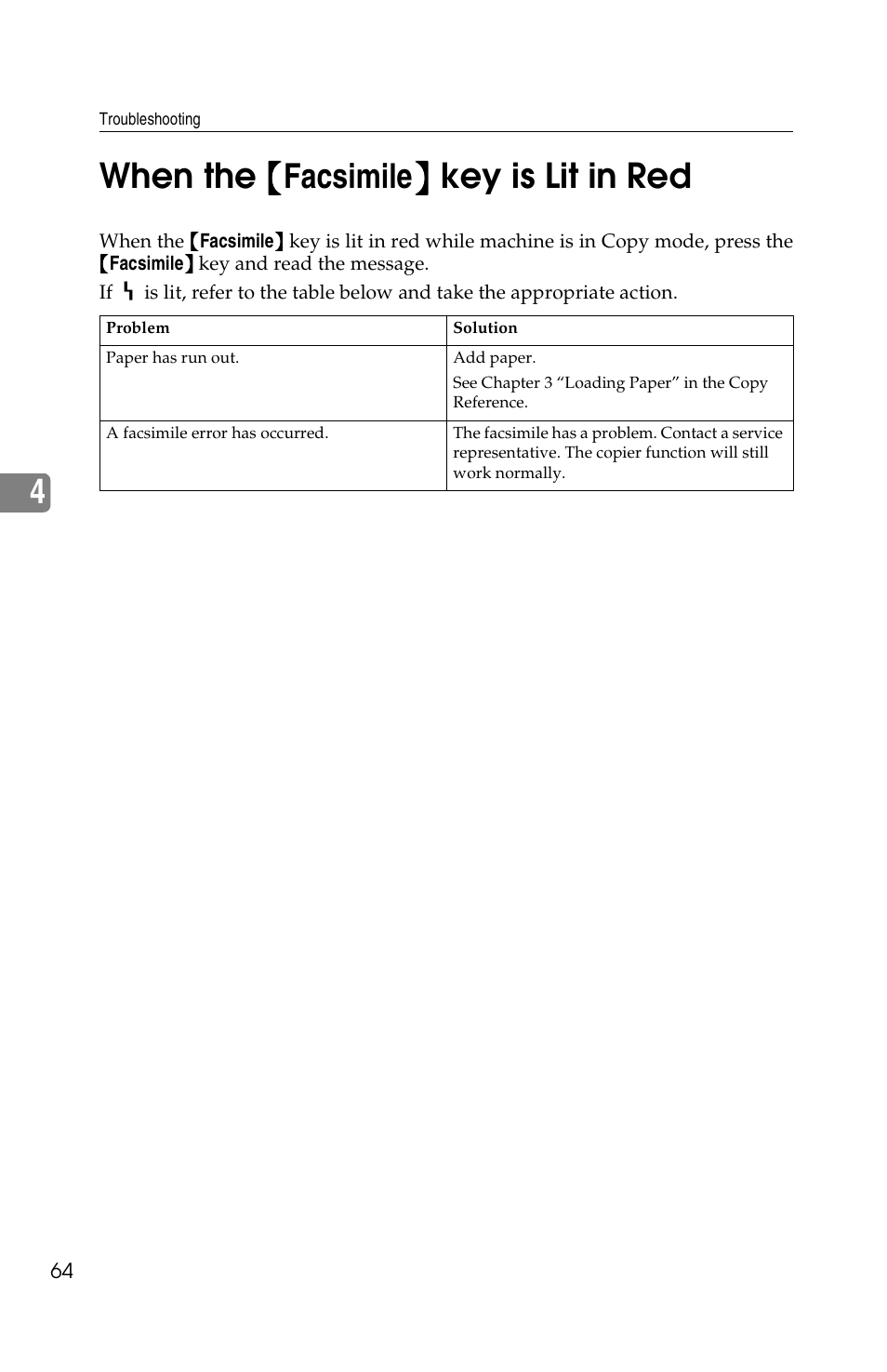 4when the {{{{ facsimile }}}} key is lit in red | Savin G1619 User Manual | Page 74 / 176
