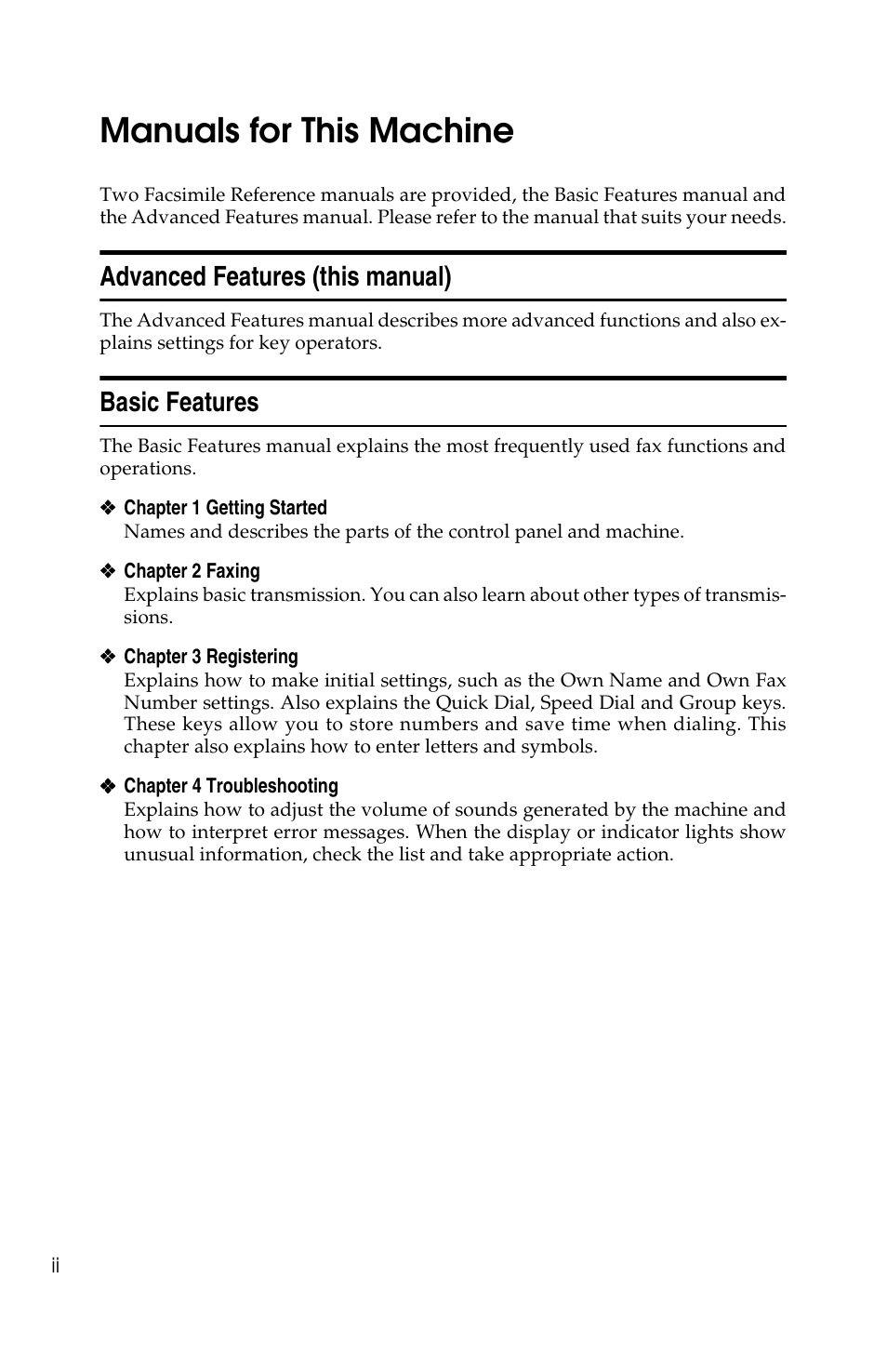Manuals for this machine, Advanced features (this manual), Basic features | Savin G1619 User Manual | Page 84 / 176