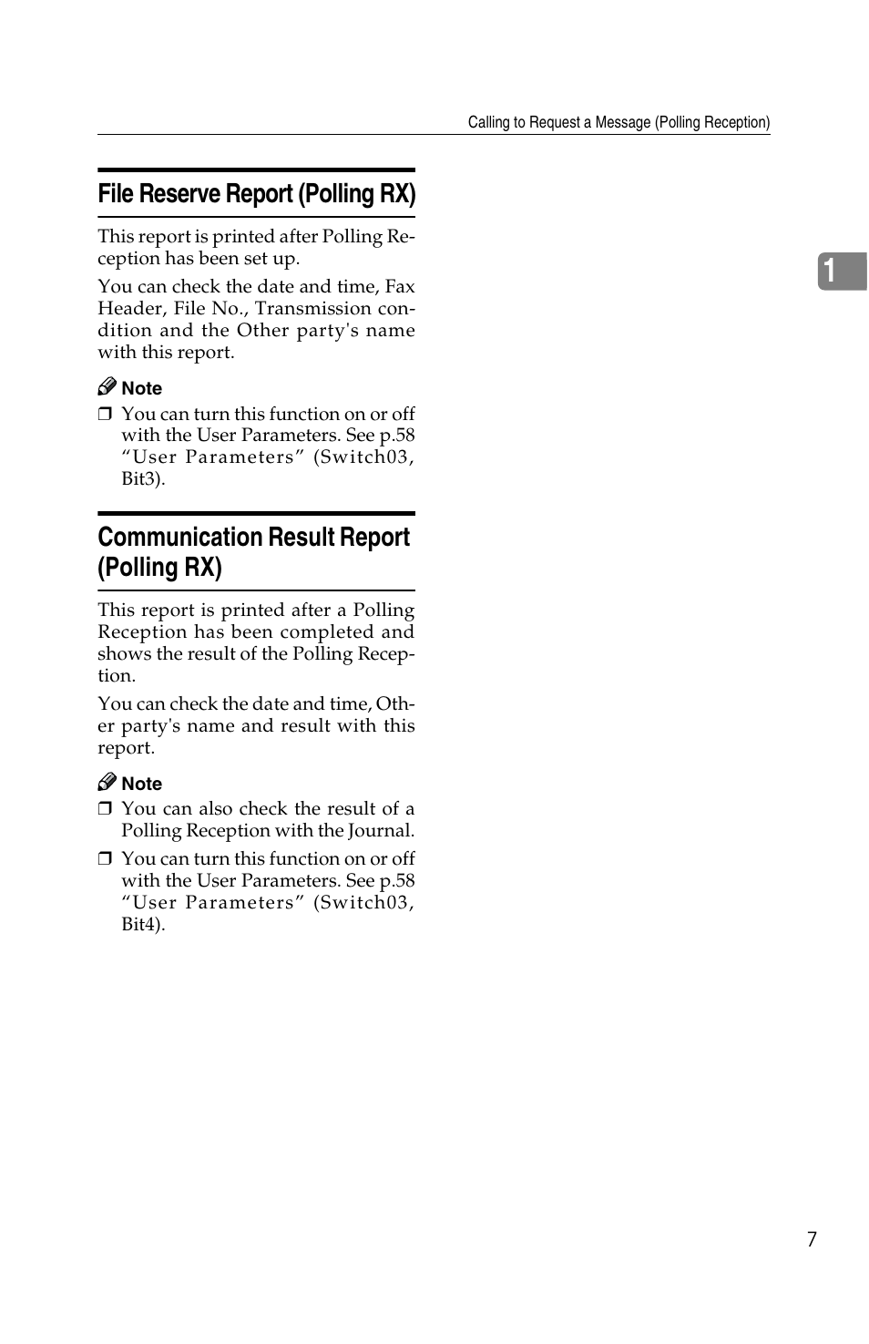 File reserve report (polling rx), Communication result report (polling rx) | Savin G1619 User Manual | Page 95 / 176