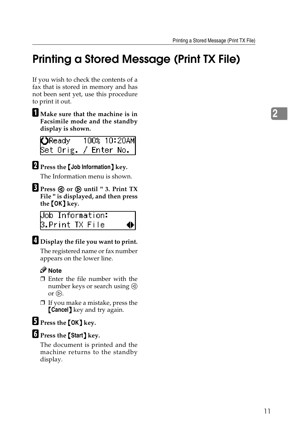 2printing a stored message (print tx file) | Savin G1619 User Manual | Page 99 / 176
