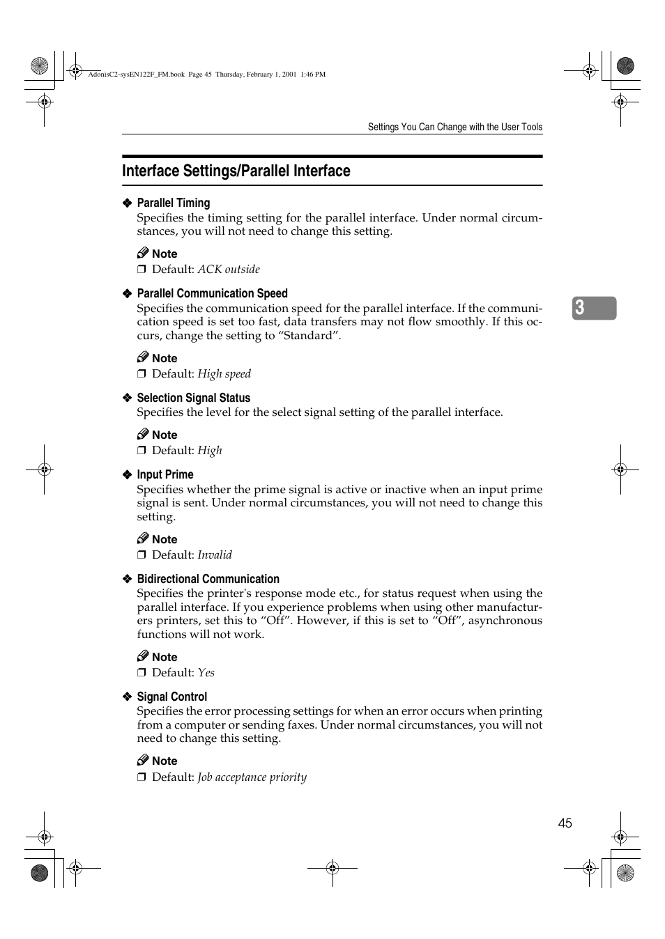 Interface settings/parallel interface | Savin 2535P User Manual | Page 56 / 79