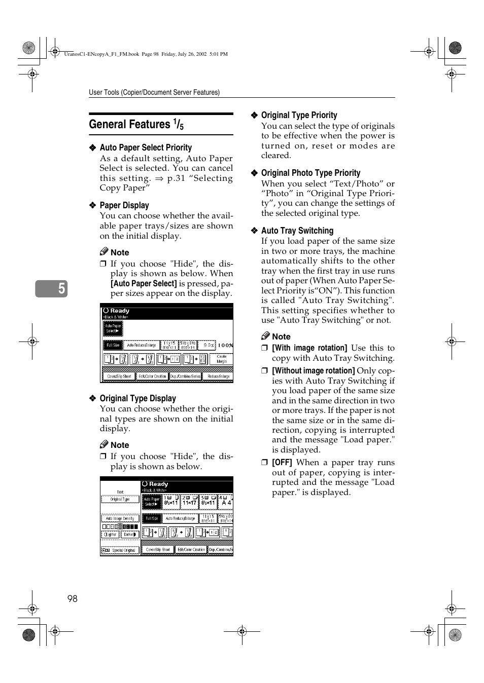 General features | Savin C3210 User Manual | Page 108 / 132