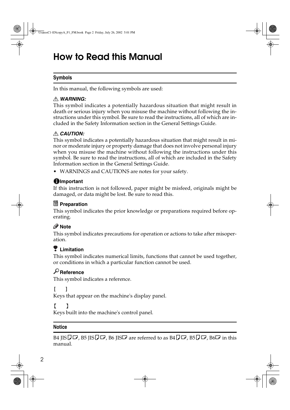 How to read this manual | Savin C3210 User Manual | Page 12 / 132