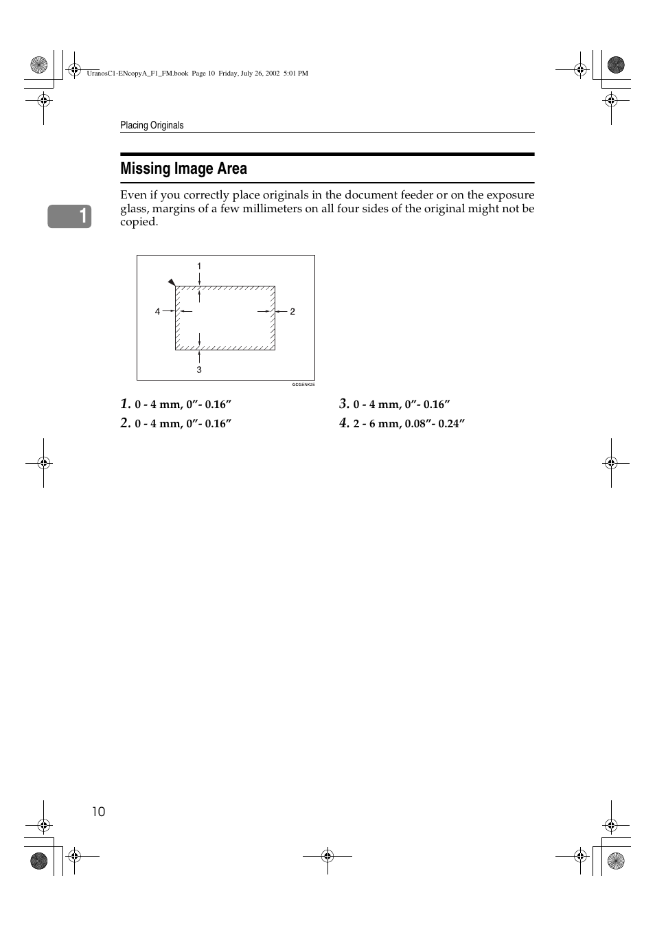 Missing image area | Savin C3210 User Manual | Page 20 / 132