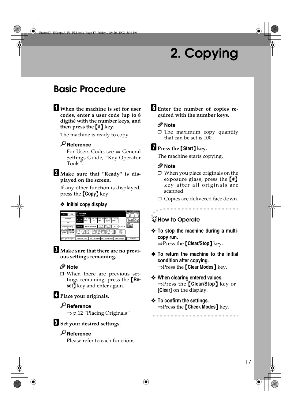 Copying, Basic procedure | Savin C3210 User Manual | Page 27 / 132