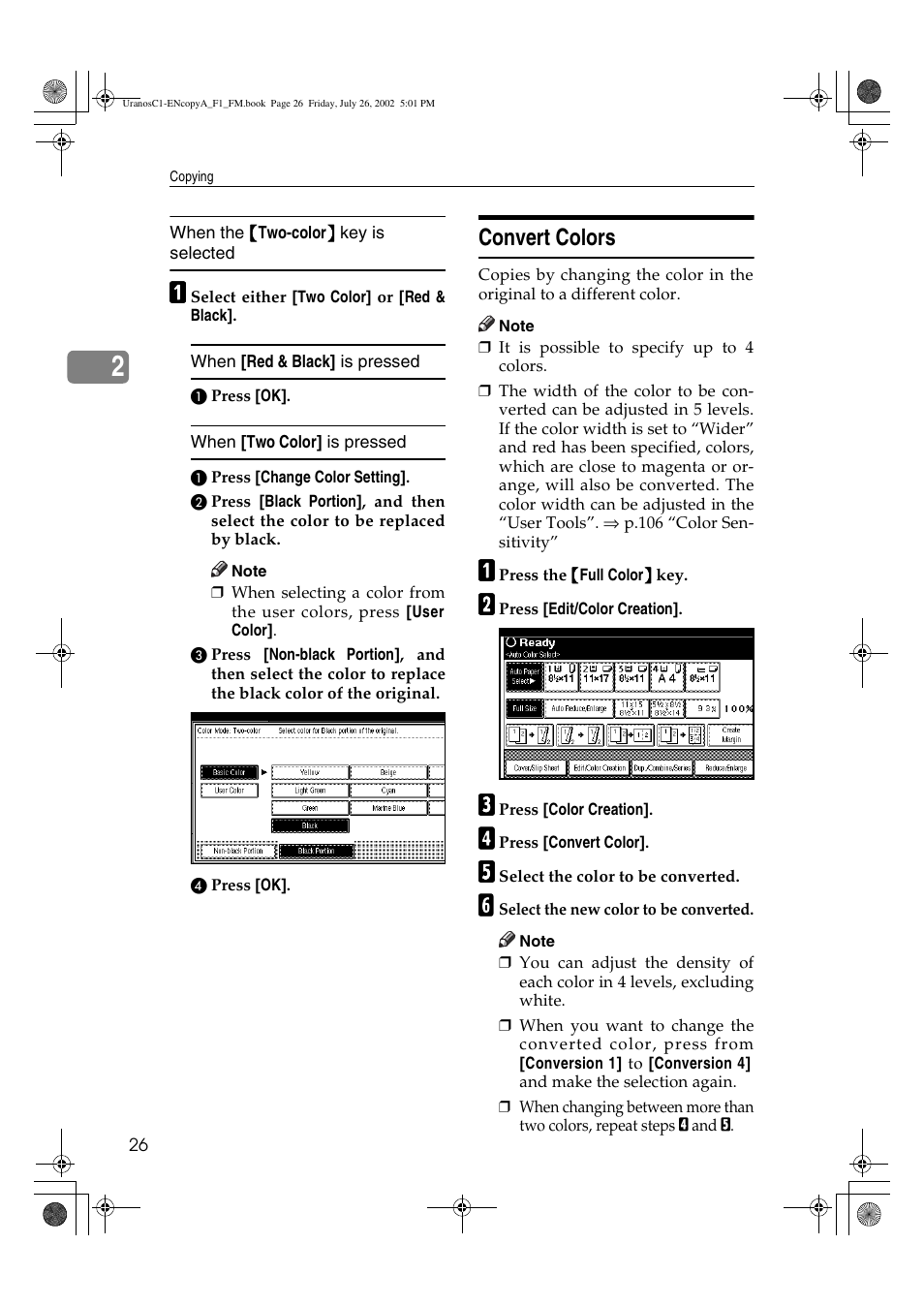 Convert colors | Savin C3210 User Manual | Page 36 / 132