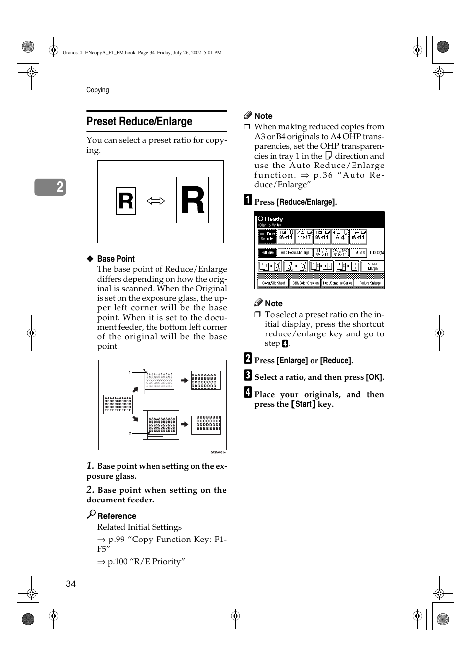 Preset reduce/enlarge | Savin C3210 User Manual | Page 44 / 132